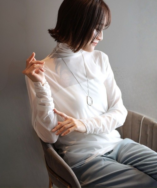 Ehre style（エーレスタイル）の「さり気なシアーで 肌隠し インナー（Tシャツ/カットソー・レディース・ホワイト/ブラック/グレー・FREE）」の3枚目の写真
