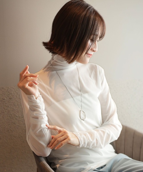 Ehre style（エーレスタイル）の「さり気なシアーで 肌隠し インナー（Tシャツ/カットソー・レディース・ホワイト/ブラック/グレー・FREE）」の8枚目の写真