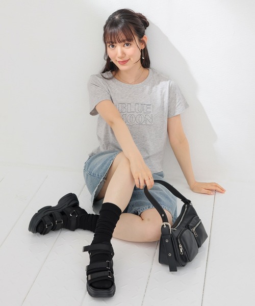 Honeys（ハニーズ）の「【ＵＶカット】ロゴＴシャツ（Tシャツ/カットソー・レディース・スミクロ/オートミール・S/M/L）」の15枚目の写真