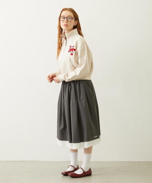 MILKFED.（ミルクフェド）の「SAGARA PATCH HALF ZIP TOP（スウェット・レディース・ピンク/オフホワイト/ブラック・M/L）」の6枚目の写真