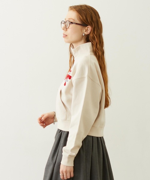 MILKFED.（ミルクフェド）の「SAGARA PATCH HALF ZIP TOP（スウェット・レディース・ピンク/オフホワイト/ブラック・M/L）」の4枚目の写真