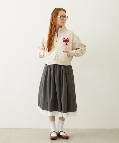 MILKFED.（ミルクフェド）の「SAGARA PATCH HALF ZIP TOP（スウェット・レディース・ピンク/オフホワイト/ブラック・M/L）」の7枚目の写真