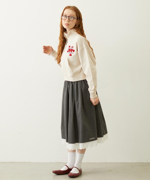 MILKFED.（ミルクフェド）の「SAGARA PATCH HALF ZIP TOP（スウェット・レディース・ピンク/オフホワイト/ブラック・M/L）」の8枚目の写真