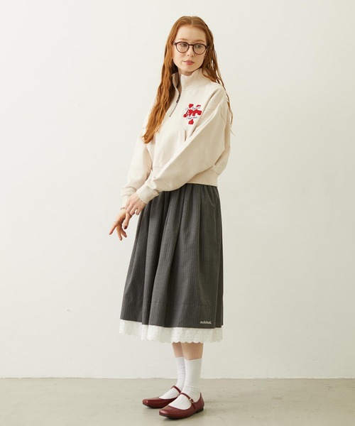 MILKFED.（ミルクフェド）の「SAGARA PATCH HALF ZIP TOP（スウェット・レディース・ピンク/オフホワイト/ブラック・M/L）」の9枚目の写真
