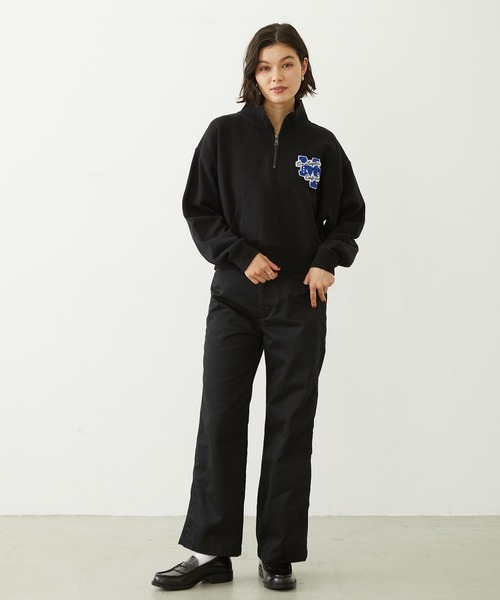MILKFED.（ミルクフェド）の「SAGARA PATCH HALF ZIP TOP（スウェット・レディース・ピンク/オフホワイト/ブラック・M/L）」の12枚目の写真