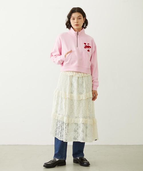 MILKFED.（ミルクフェド）の「SAGARA PATCH HALF ZIP TOP（スウェット・レディース・ピンク/オフホワイト/ブラック・M/L）」の17枚目の写真