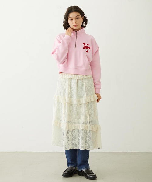 MILKFED.（ミルクフェド）の「SAGARA PATCH HALF ZIP TOP（スウェット・レディース・ピンク/オフホワイト/ブラック・M/L）」の19枚目の写真