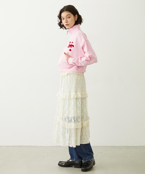 MILKFED.（ミルクフェド）の「SAGARA PATCH HALF ZIP TOP（スウェット・レディース・ピンク/オフホワイト/ブラック・M/L）」の21枚目の写真