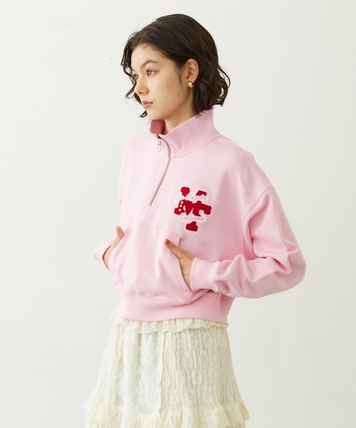 MILKFED.（ミルクフェド）の「SAGARA PATCH HALF ZIP TOP（スウェット・レディース・ピンク/オフホワイト/ブラック・M/L）」の15枚目の写真