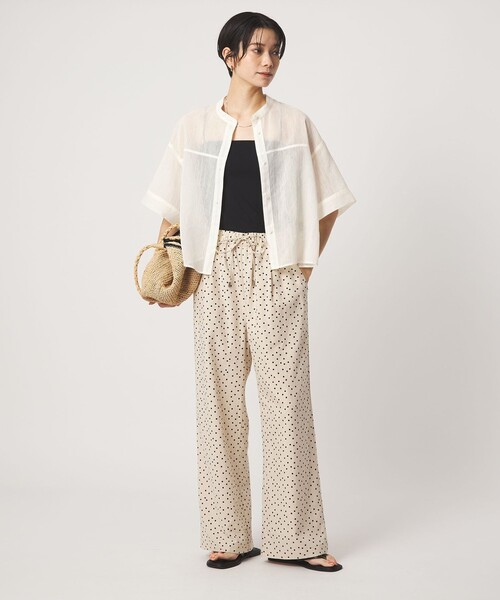green label relaxing(グリーンレーベルリラクシング)の「ラミーライク ショートスリーブ シャツ 通気性(シャツ/ブラウス・レディース・ブラック/ダークブラウン/オフホワイト/ライトブルー・FREE)」の13枚目の写真