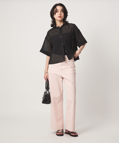 green label relaxing(グリーンレーベルリラクシング)の「ラミーライク ショートスリーブ シャツ 通気性(シャツ/ブラウス・レディース・ブラック/ダークブラウン/オフホワイト/ライトブルー・FREE)」の18枚目の写真