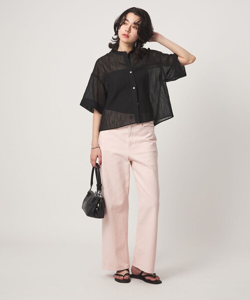 green label relaxing(グリーンレーベルリラクシング)の「ラミーライク ショートスリーブ シャツ 通気性(シャツ/ブラウス・レディース・ブラック/ダークブラウン/オフホワイト/ライトブルー・FREE)」の19枚目の写真