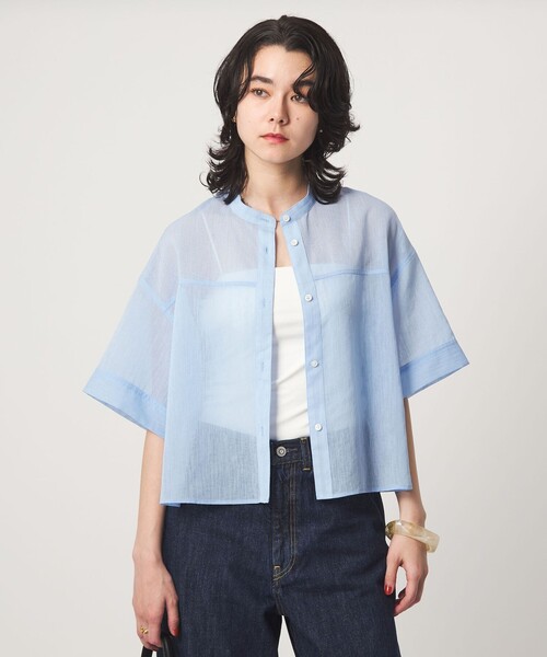 green label relaxing(グリーンレーベルリラクシング)の「ラミーライク ショートスリーブ シャツ 通気性(シャツ/ブラウス・レディース・ブラック/ダークブラウン/オフホワイト/ライトブルー・FREE)」の20枚目の写真
