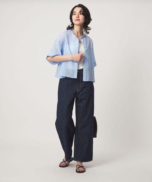 green label relaxing(グリーンレーベルリラクシング)の「ラミーライク ショートスリーブ シャツ 通気性(シャツ/ブラウス・レディース・ブラック/ダークブラウン/オフホワイト/ライトブルー・FREE)」の22枚目の写真