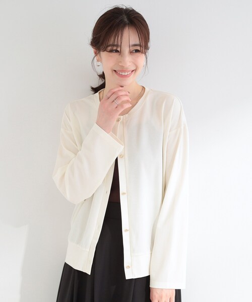 SHOO・LA・RUE（シューラルー）の「【ひんやり/UV/S-LL】着ごこちなめらか カノコ編みカーディガン（カーディガン/ボレロ・レディース・ブルー系その他/ブラウン系その他/オフホワイト/ブラック・01/04/03/02）」の5枚目の写真