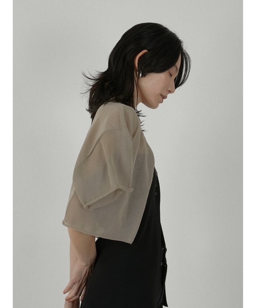 LA PEAU DE GEM（ラポドゥジェム）の「【LA PEAU DE GEM】sheer short cardigan/シアーショートカーディガン（カーディガン/ボレロ・レディース・ブラック/ベージュ・FREE）」の8枚目の写真