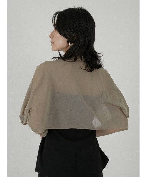 LA PEAU DE GEM（ラポドゥジェム）の「【LA PEAU DE GEM】sheer short cardigan/シアーショートカーディガン（カーディガン/ボレロ・レディース・ブラック/ベージュ・FREE）」の9枚目の写真