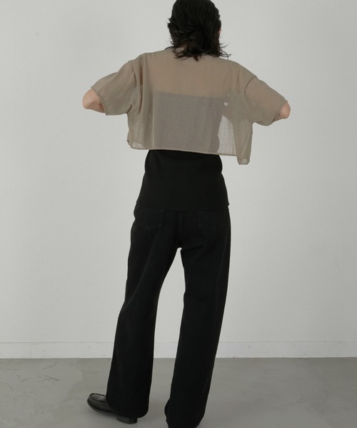 LA PEAU DE GEM（ラポドゥジェム）の「【LA PEAU DE GEM】sheer short cardigan/シアーショートカーディガン（カーディガン/ボレロ・レディース・ブラック/ベージュ・FREE）」の11枚目の写真