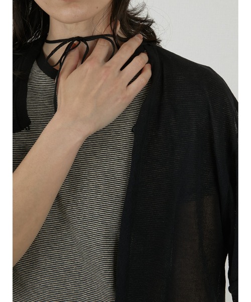 LA PEAU DE GEM（ラポドゥジェム）の「【LA PEAU DE GEM】sheer short cardigan/シアーショートカーディガン（カーディガン/ボレロ・レディース・ブラック/ベージュ・FREE）」の14枚目の写真