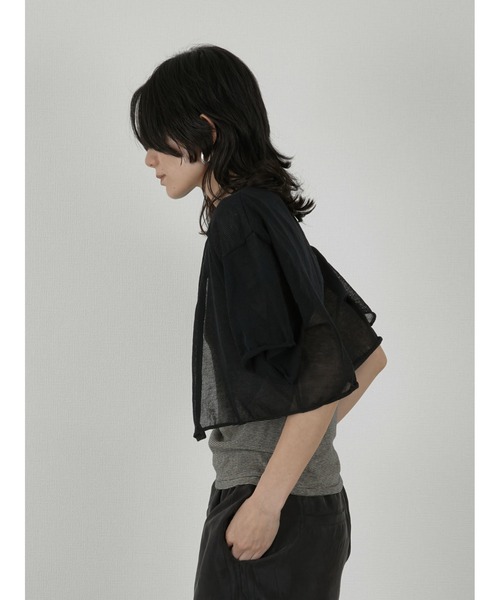 LA PEAU DE GEM（ラポドゥジェム）の「【LA PEAU DE GEM】sheer short cardigan/シアーショートカーディガン（カーディガン/ボレロ・レディース・ブラック/ベージュ・FREE）」の15枚目の写真