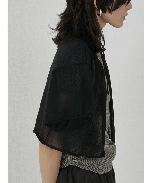 LA PEAU DE GEM（ラポドゥジェム）の「【LA PEAU DE GEM】sheer short cardigan/シアーショートカーディガン（カーディガン/ボレロ・レディース・ブラック/ベージュ・FREE）」の17枚目の写真