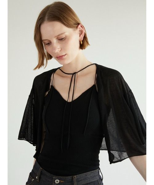 LA PEAU DE GEM（ラポドゥジェム）の「【LA PEAU DE GEM】sheer short cardigan/シアーショートカーディガン（カーディガン/ボレロ・レディース・ブラック/ベージュ・FREE）」の21枚目の写真