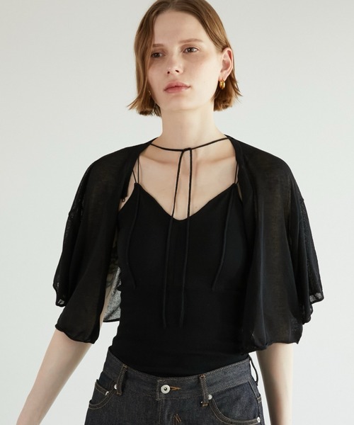 LA PEAU DE GEM（ラポドゥジェム）の「【LA PEAU DE GEM】sheer short cardigan/シアーショートカーディガン（カーディガン/ボレロ・レディース・ブラック/ベージュ・FREE）」の22枚目の写真