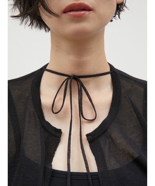 LA PEAU DE GEM（ラポドゥジェム）の「【LA PEAU DE GEM】sheer short cardigan/シアーショートカーディガン（カーディガン/ボレロ・レディース・ブラック/ベージュ・FREE）」の4枚目の写真