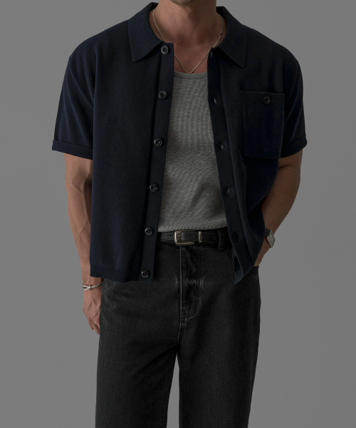 Cotton crop — полуспортивная футболка‑покет [Navy]