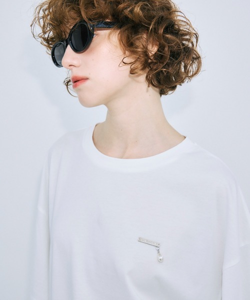 JOSE MOON（ジョゼムーン）の「PEARL OVER HALF SLEEVE T-SHIRT /パールオーバーハーフスリーブTシャツ（Tシャツ/カットソー・レディース・ブラック/グレー/ホワイト・FREE）」の15枚目の写真