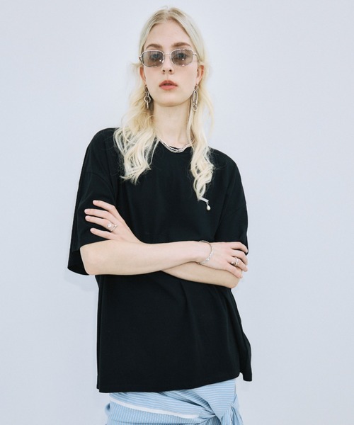 JOSE MOON（ジョゼムーン）の「PEARL OVER HALF SLEEVE T-SHIRT /パールオーバーハーフスリーブTシャツ（Tシャツ/カットソー・レディース・ブラック/グレー/ホワイト・FREE）」の17枚目の写真