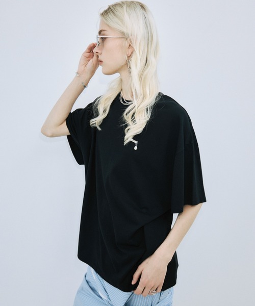 JOSE MOON（ジョゼムーン）の「PEARL OVER HALF SLEEVE T-SHIRT /パールオーバーハーフスリーブTシャツ（Tシャツ/カットソー・レディース・ブラック/グレー/ホワイト・FREE）」の18枚目の写真