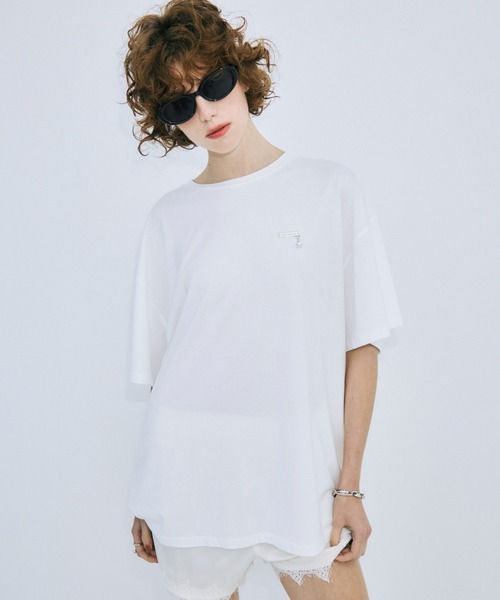 JOSE MOON（ジョゼムーン）の「PEARL OVER HALF SLEEVE T-SHIRT /パールオーバーハーフスリーブTシャツ（Tシャツ/カットソー・レディース・ブラック/グレー/ホワイト・FREE）」の5枚目の写真