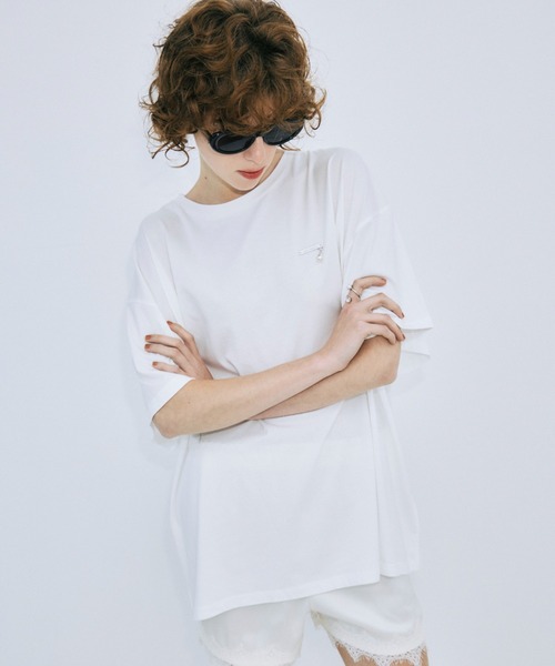 JOSE MOON（ジョゼムーン）の「PEARL OVER HALF SLEEVE T-SHIRT /パールオーバーハーフスリーブTシャツ（Tシャツ/カットソー・レディース・ブラック/グレー/ホワイト・FREE）」の6枚目の写真
