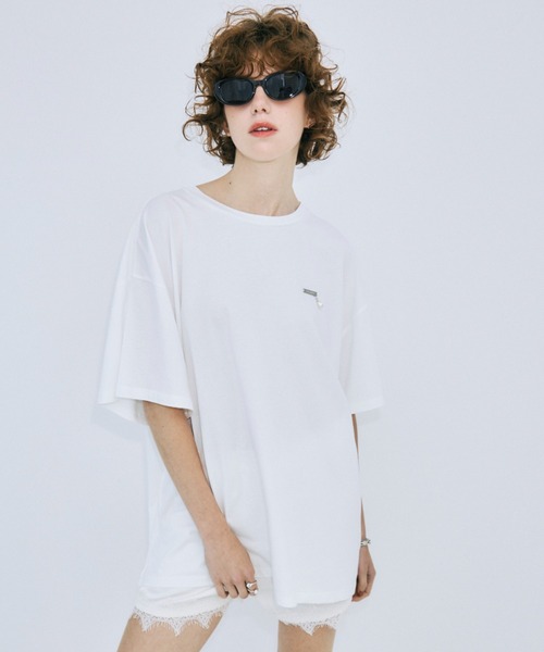 JOSE MOON（ジョゼムーン）の「PEARL OVER HALF SLEEVE T-SHIRT /パールオーバーハーフスリーブTシャツ（Tシャツ/カットソー・レディース・ブラック/グレー/ホワイト・FREE）」の4枚目の写真