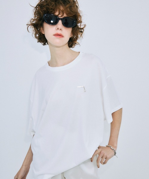 JOSE MOON（ジョゼムーン）の「PEARL OVER HALF SLEEVE T-SHIRT /パールオーバーハーフスリーブTシャツ（Tシャツ/カットソー・レディース・ブラック/グレー/ホワイト・FREE）」の7枚目の写真