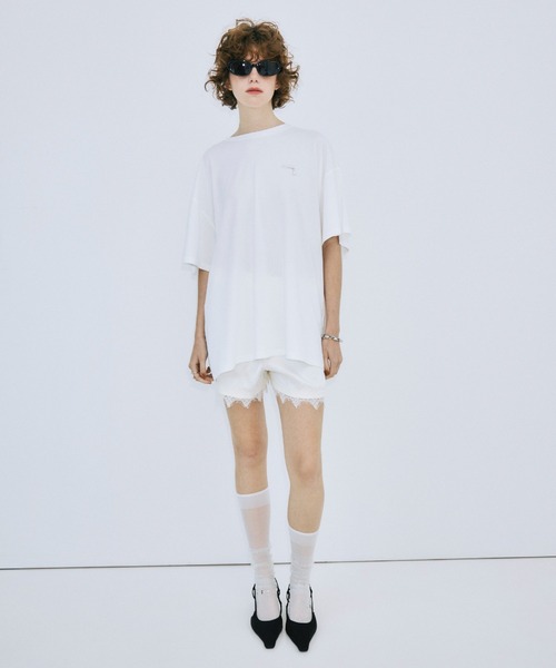 JOSE MOON（ジョゼムーン）の「PEARL OVER HALF SLEEVE T-SHIRT /パールオーバーハーフスリーブTシャツ（Tシャツ/カットソー・レディース・ブラック/グレー/ホワイト・FREE）」の9枚目の写真