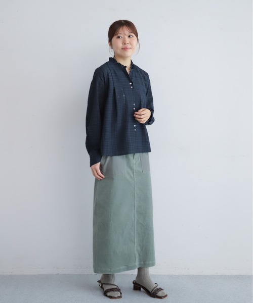 NOMBRE IMPAIR(ノンブルアンペール)の「【予約】シアーチェック フリルカラーシャツ(シャツ/ブラウス・レディース・ベージュ/ネイビー・FREE)」の14枚目の写真