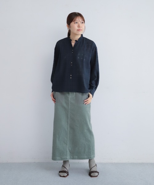 NOMBRE IMPAIR(ノンブルアンペール)の「【予約】シアーチェック フリルカラーシャツ(シャツ/ブラウス・レディース・ベージュ/ネイビー・FREE)」の15枚目の写真