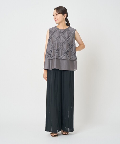 ANAYI（アナイ）の「からみストライプイージーパンツ（その他パンツ・レディース・ピンク/ブラック・38/36）」の4枚目の写真