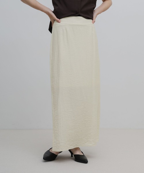select MOCA(セレクトモカ)の「リネンライクバックスリットシアーIラインスカート(スカート・レディース・アイボリー/ブラック・LARGE/MEDIUM)」の2枚目の写真