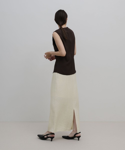 select MOCA(セレクトモカ)の「リネンライクバックスリットシアーIラインスカート(スカート・レディース・アイボリー/ブラック・LARGE/MEDIUM)」の10枚目の写真