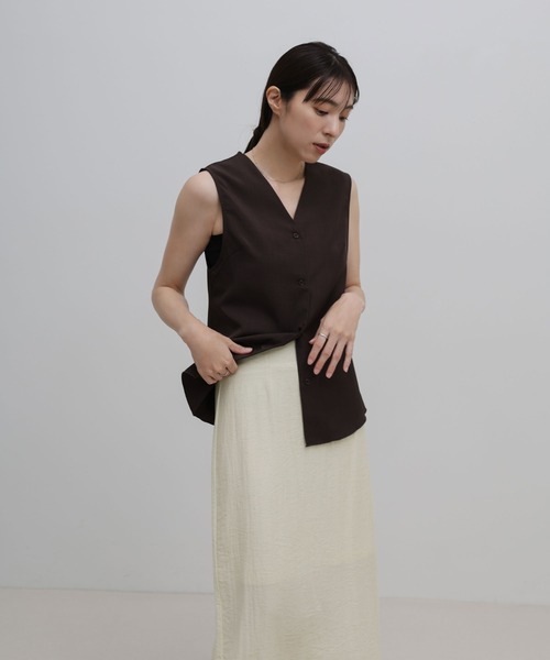 select MOCA(セレクトモカ)の「リネンライクバックスリットシアーIラインスカート(スカート・レディース・アイボリー/ブラック・LARGE/MEDIUM)」の9枚目の写真