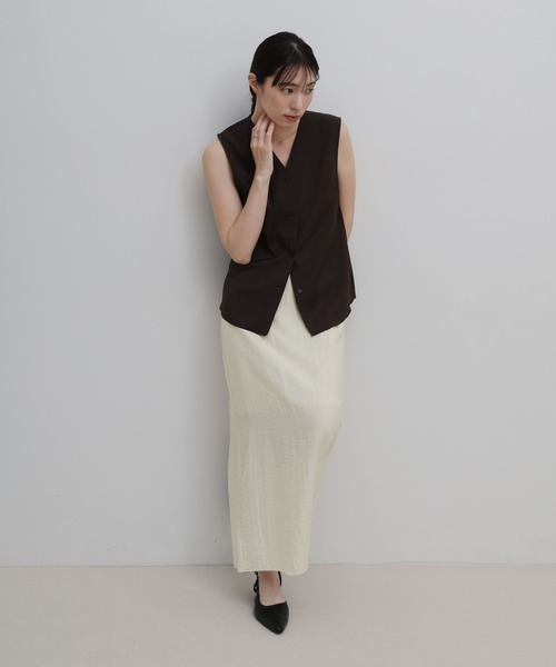 select MOCA(セレクトモカ)の「リネンライクバックスリットシアーIラインスカート(スカート・レディース・アイボリー/ブラック・LARGE/MEDIUM)」の7枚目の写真