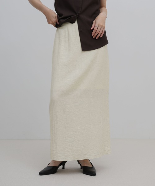 select MOCA(セレクトモカ)の「リネンライクバックスリットシアーIラインスカート(スカート・レディース・アイボリー/ブラック・LARGE/MEDIUM)」の5枚目の写真