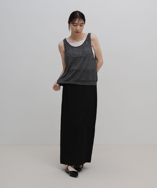 select MOCA(セレクトモカ)の「リネンライクバックスリットシアーIラインスカート(スカート・レディース・アイボリー/ブラック・LARGE/MEDIUM)」の4枚目の写真