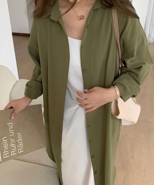 Flugge(フラッジー)の「ロングシャツワンピース(シャツワンピース・レディース・ブラック/カーキ・LARGE/MEDIUM)」の7枚目の写真