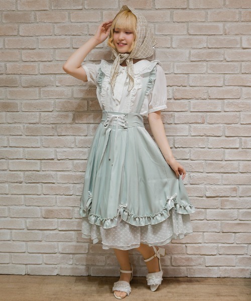 axes femme POETIQUE(アクシーズファムポエティック)の「リボン付きフリルサスSK(スカート・レディース・レッド/ミント/ネイビー・MEDIUM)」の4枚目の写真