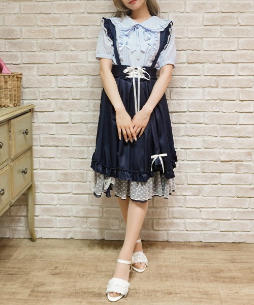 axes femme POETIQUE(アクシーズファムポエティック)の「リボン付きフリルサスSK(スカート・レディース・レッド/ミント/ネイビー・MEDIUM)」の7枚目の写真