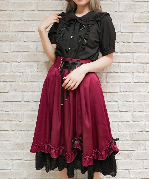 axes femme POETIQUE(アクシーズファムポエティック)の「リボン付きフリルサスSK(スカート・レディース・レッド/ミント/ネイビー・MEDIUM)」の8枚目の写真